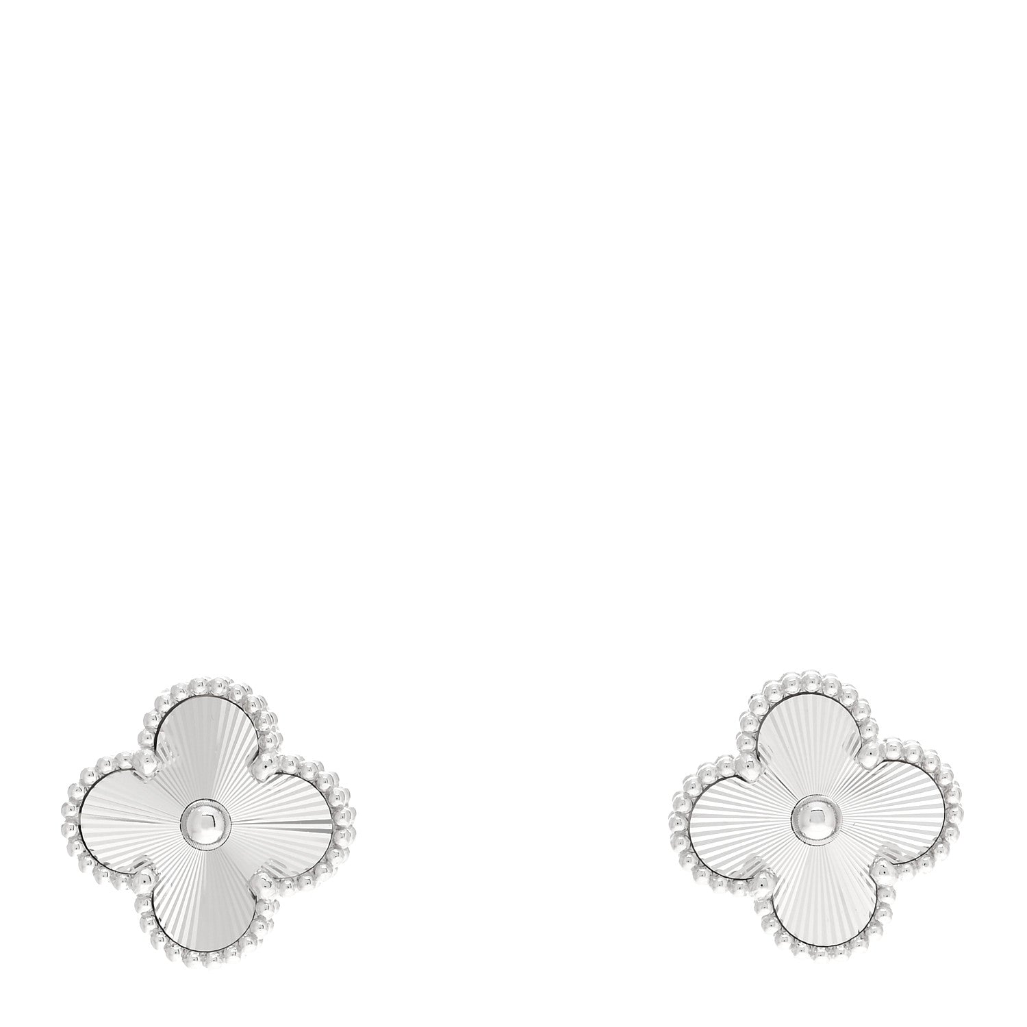 Van Cleef & Arpels 18K White Gold Guilloche Vintage Alhambra Earrings 1 of 5