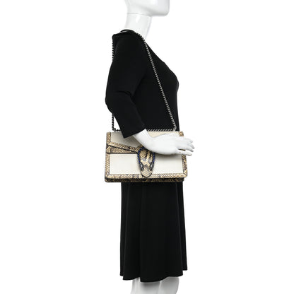 Gucci Calfskin Snakeskin Enamel Small Dionysus Shoulder Bag White Beige Electric Blue 2 of 13