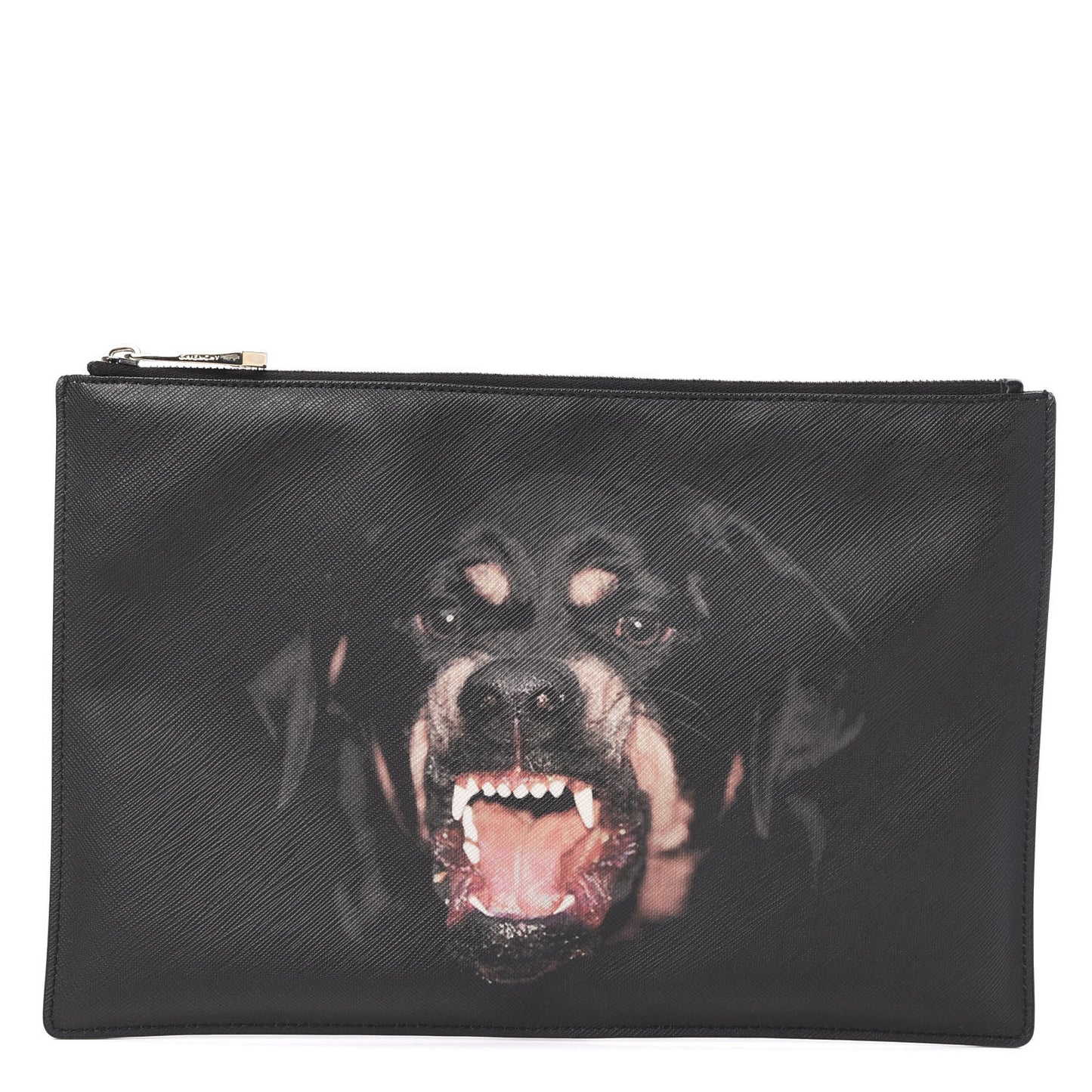 Texutured Coated Canvas Rottweiler Print Medium Cosmetic Pouch Black