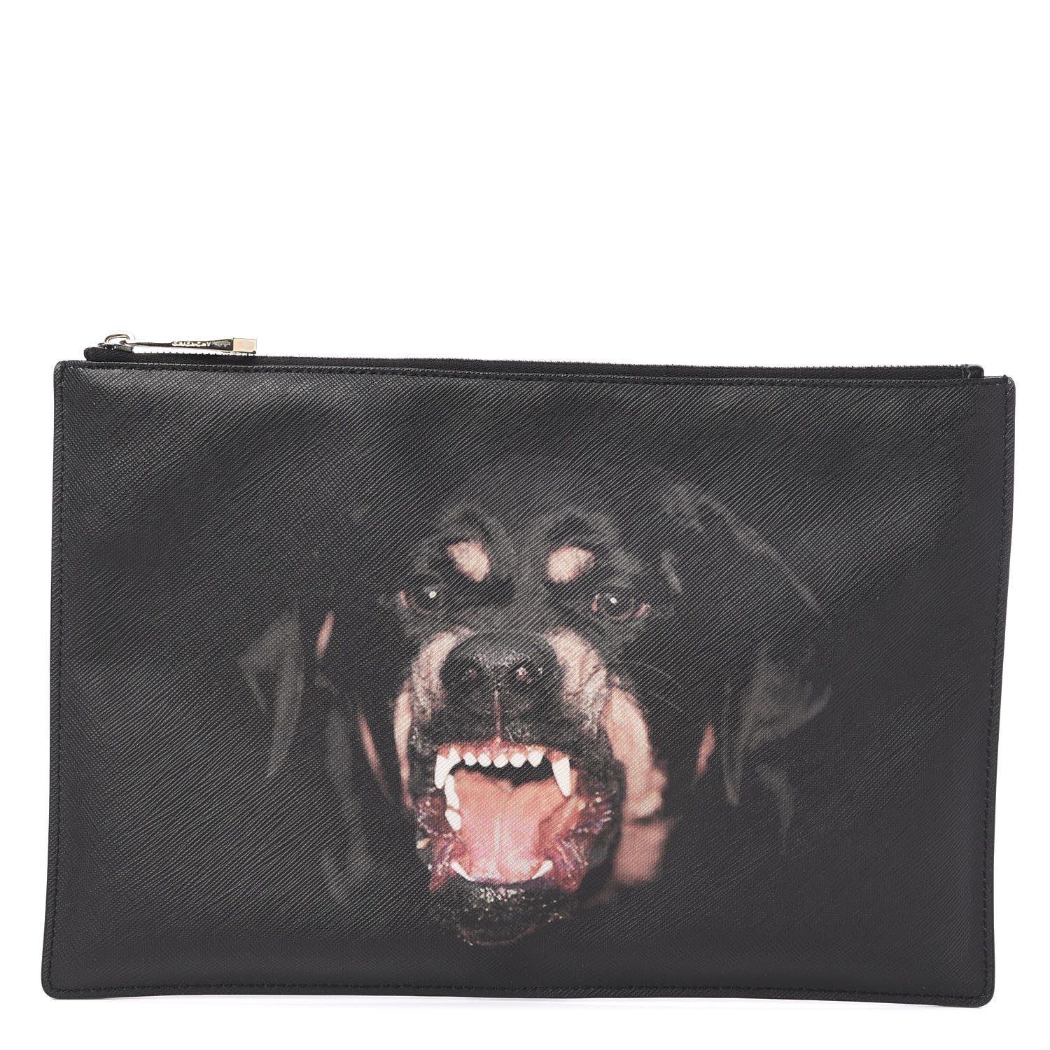 Givenchy Texutured Coated Canvas Rottweiler Print Medium Cosmetic Pouch Black 1 of 8