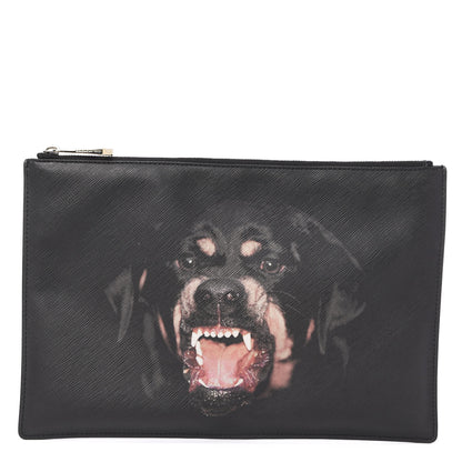 Givenchy Texutured Coated Canvas Rottweiler Print Medium Cosmetic Pouch Black 1 of 8