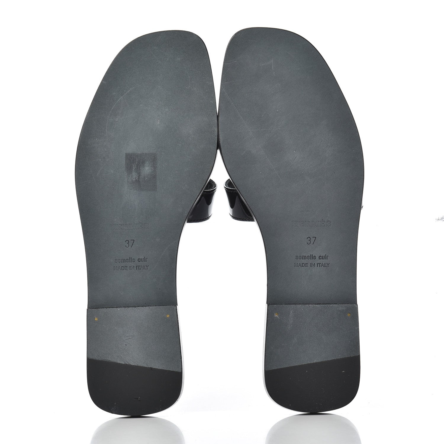 Hermes Patent Oran Sandals 37 Black 5 of 13