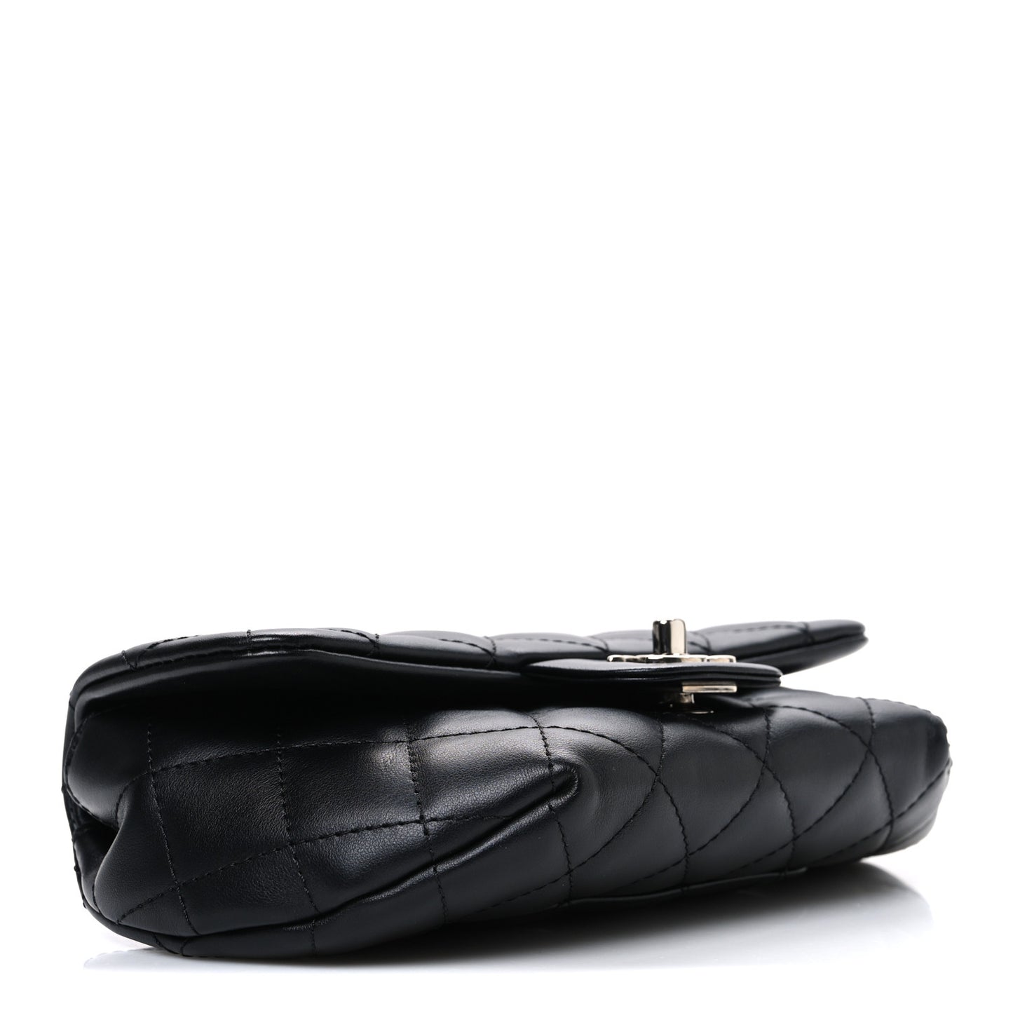 Calfskin Quilted CC Uniform Flap Belt Bag Black