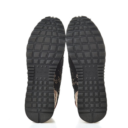 Valentino Garavani Macrame Lace Suede Womens Rockrunner Sneakers 38 Black 8 of 14