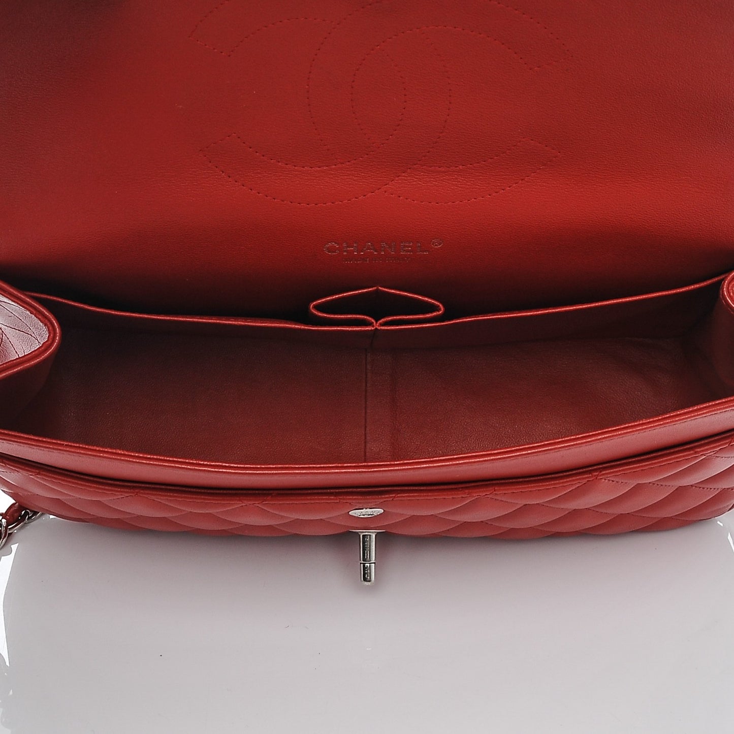 Lambskin Quilted Jumbo Double Flap Red