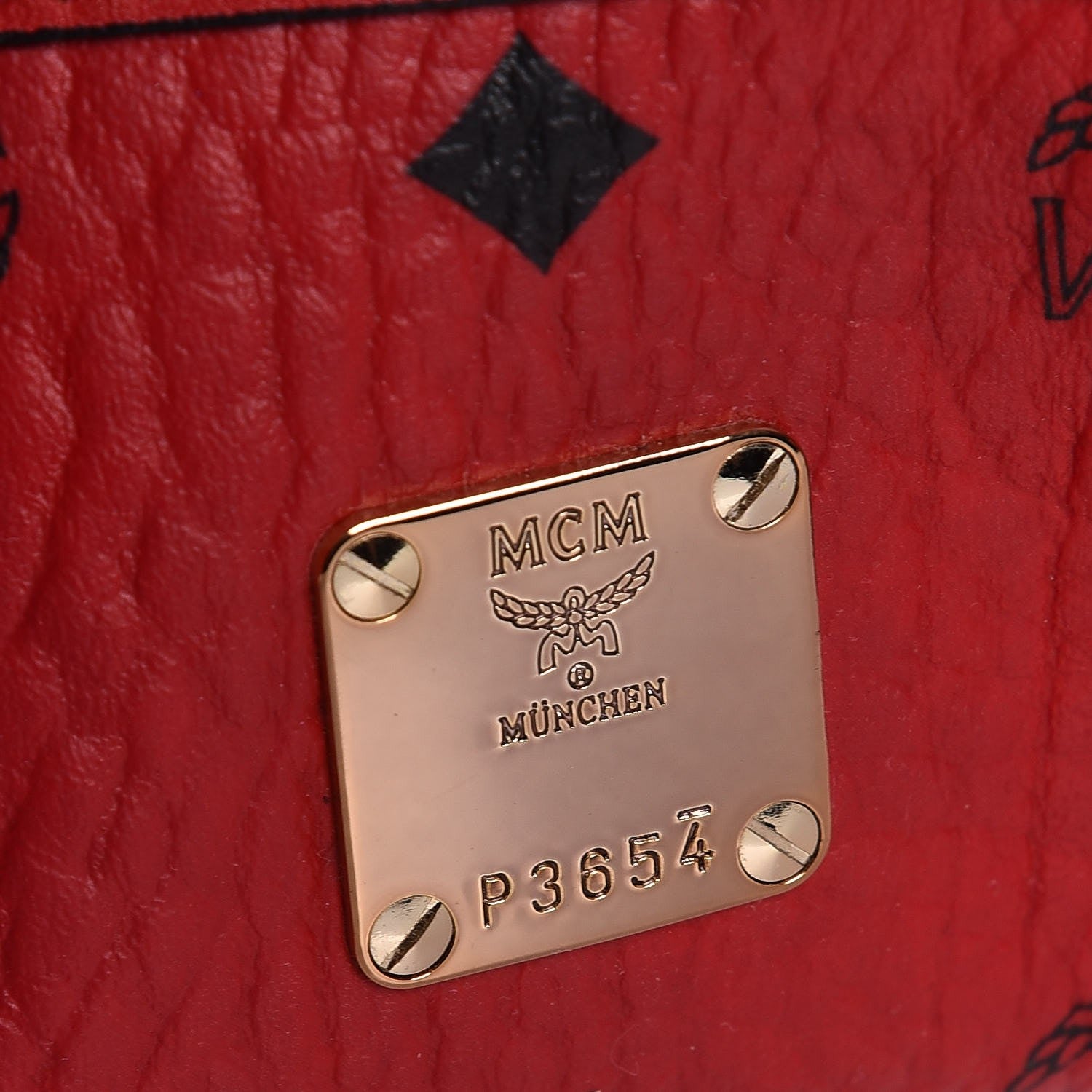 MCM Visetos Medium Anya Shopping Tote Red 8 of 8
