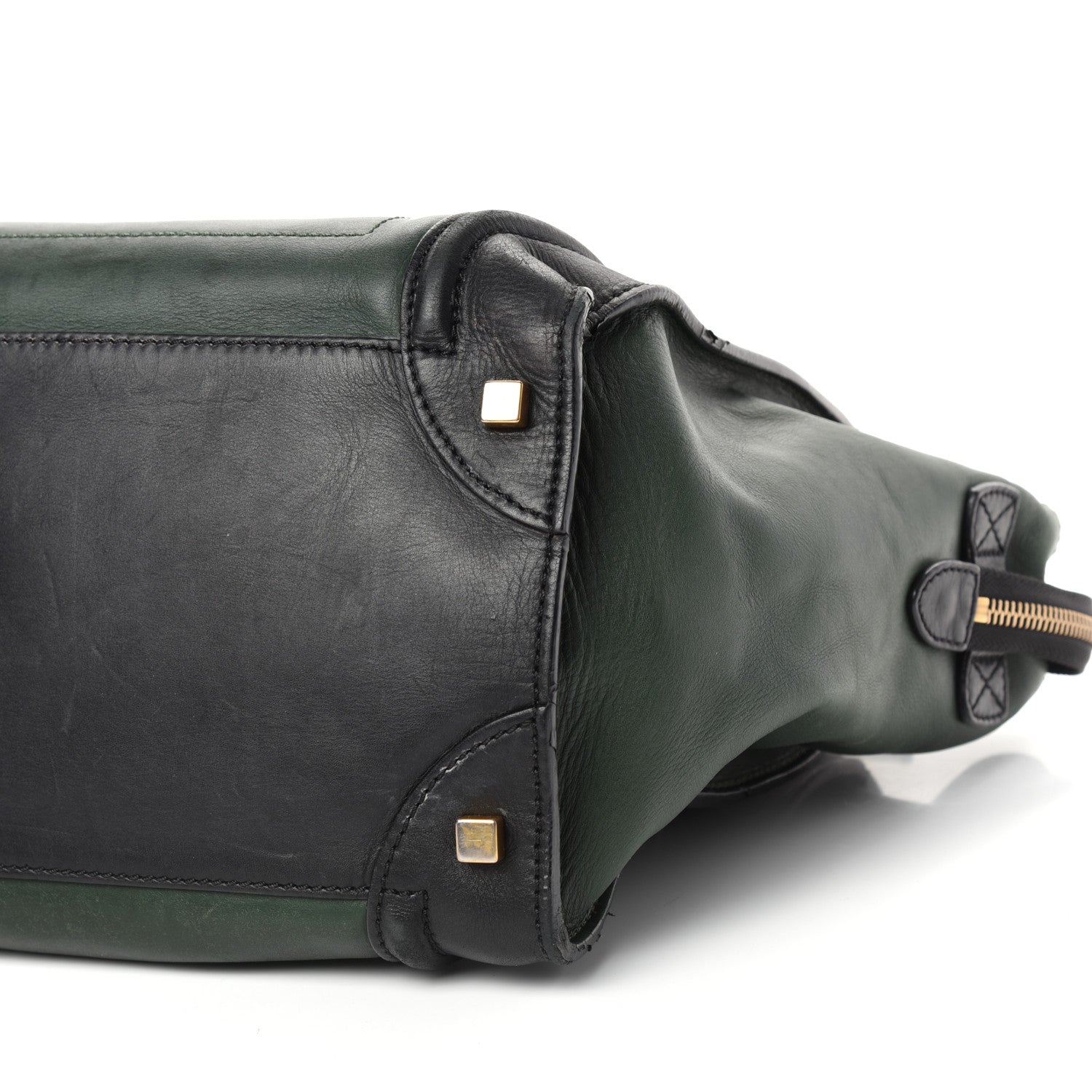 Celine Satin Calfskin Mini Bi-Color Luggage Bottle Green Black 9 of 10