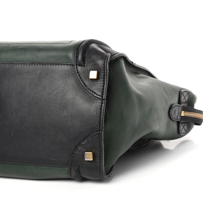 Celine Satin Calfskin Mini Bi-Color Luggage Bottle Green Black 9 of 10
