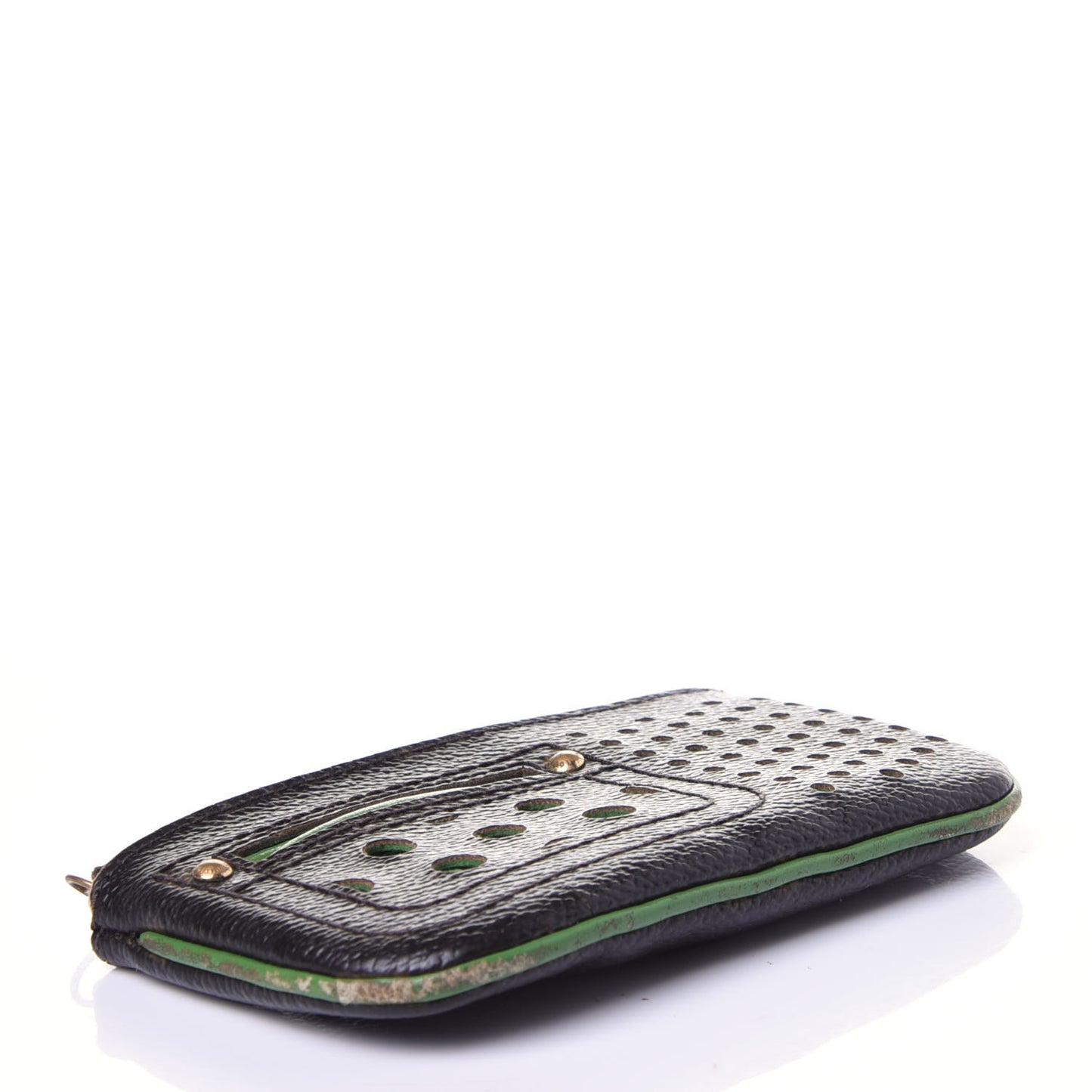 Monogram Perforated Key Pouch Green