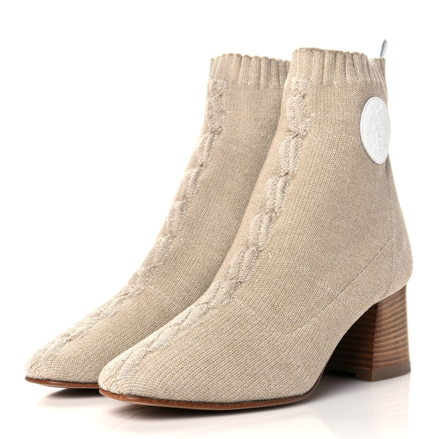 Knit Calfskin Volver 60 Ankle Boots 37 Nocciola
