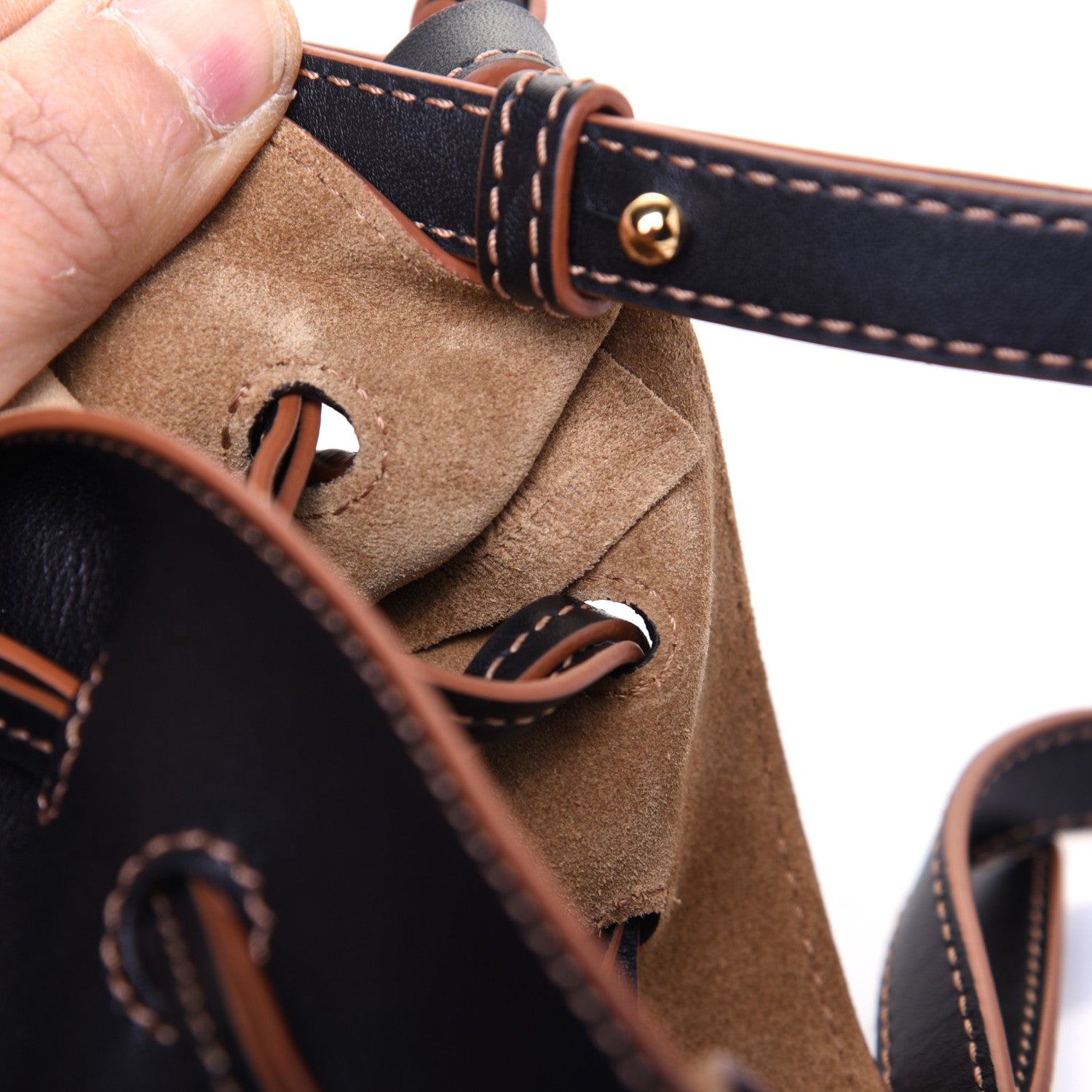 Loewe Nappa Horseshoe Bag Black Tan 8 of 11