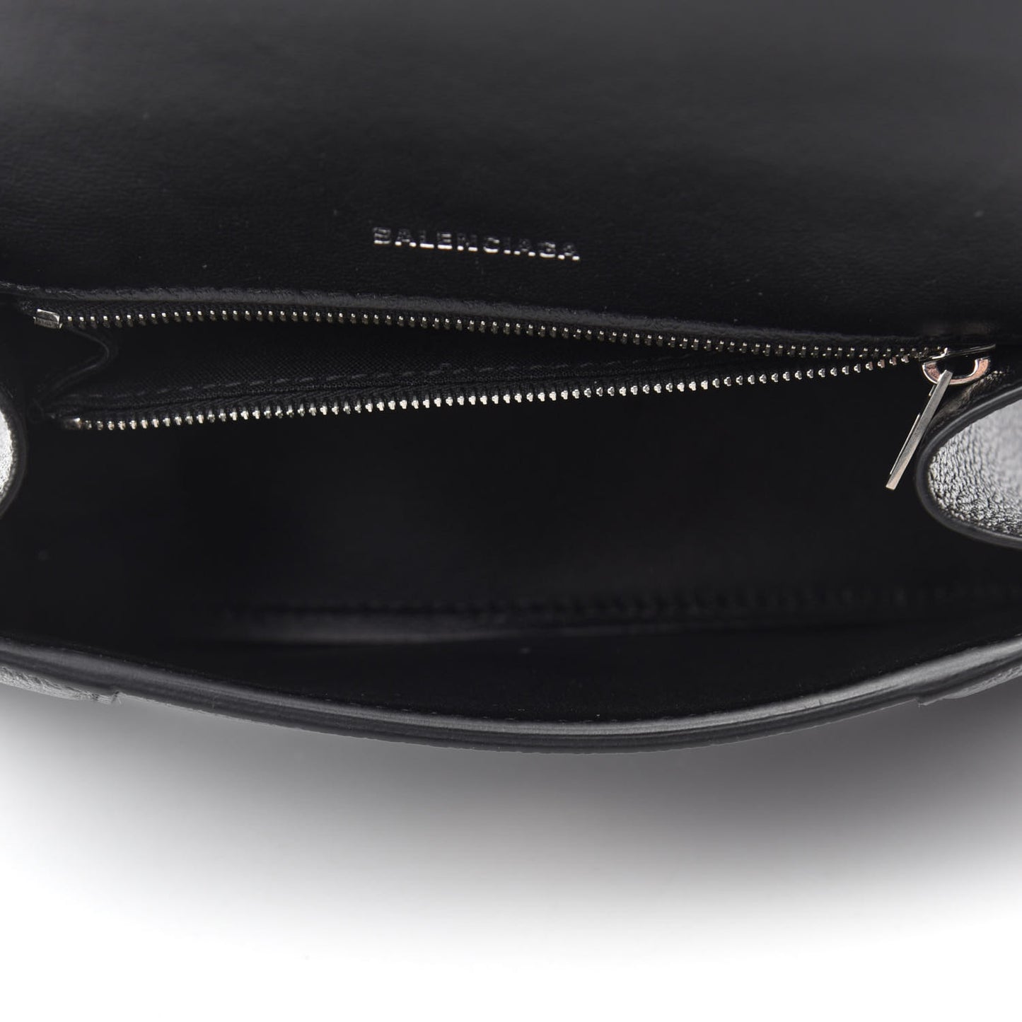 Grained Calfskin Small Hourglass Top Handle Bag Black