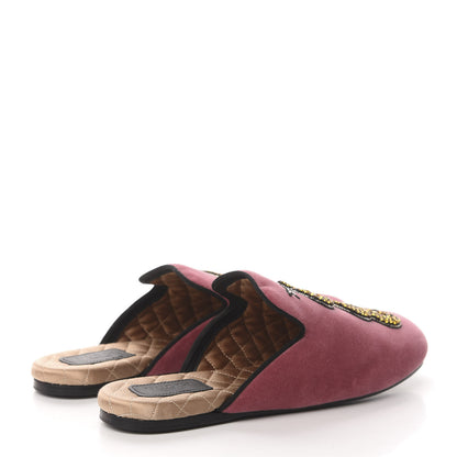 Gucci Velvet Crystal Snake Embroidered Womens Slippers 37 Tibet Red Black 4 of 9