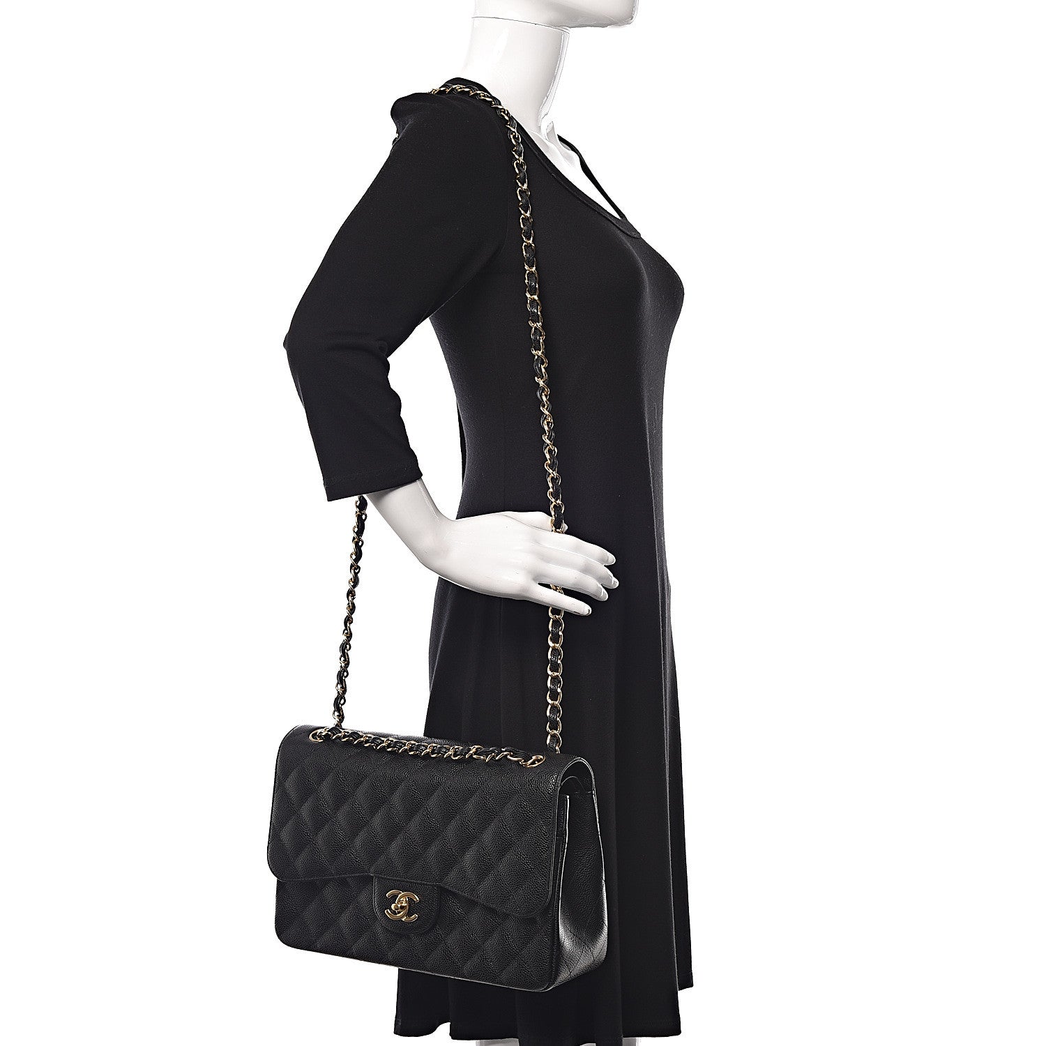 Chanel Caviar Quilted Jumbo Double Flap Black 2 of 10
