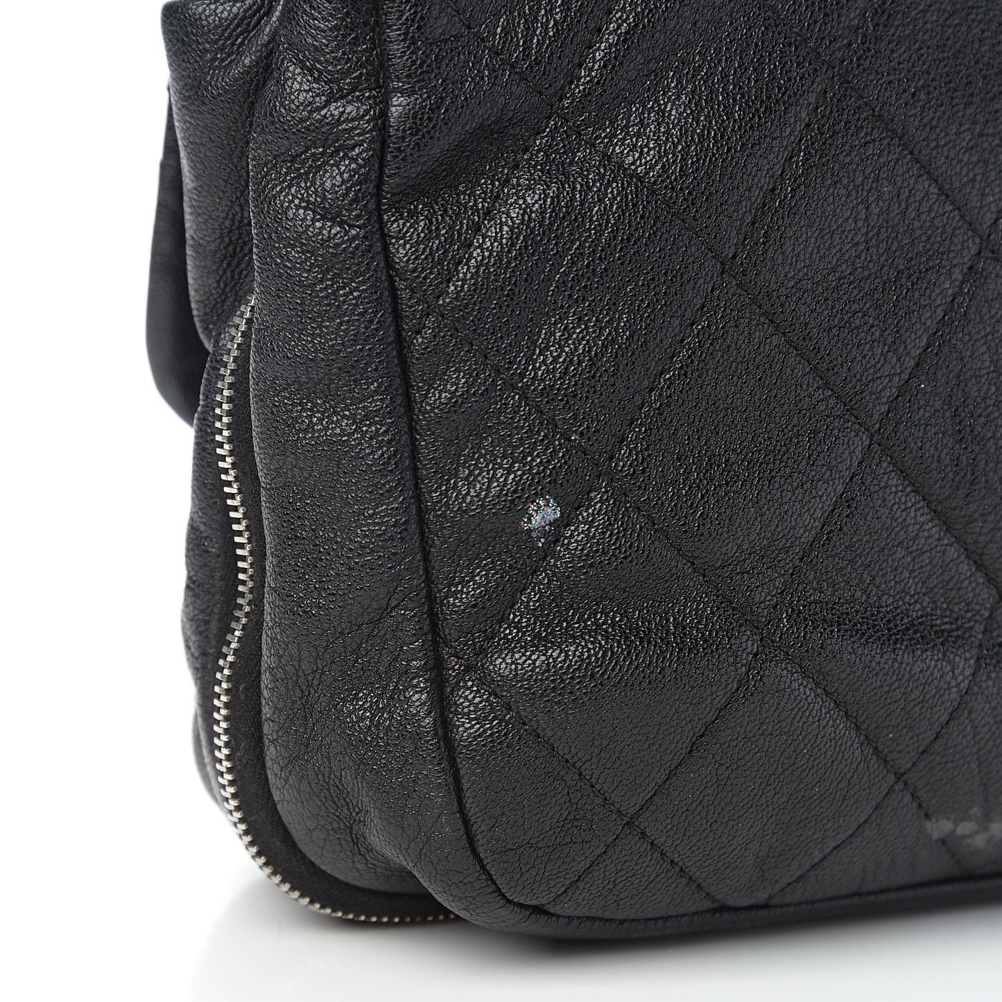 Calfskin Quilted Expandable Zip Flap Shoulder Bag Black
