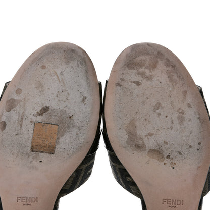 Fendi Jacquard Calfskin FF Crocodile Embossed Promenade Slide Sandals 39.5 Tobacco Moro Black 8 of 9