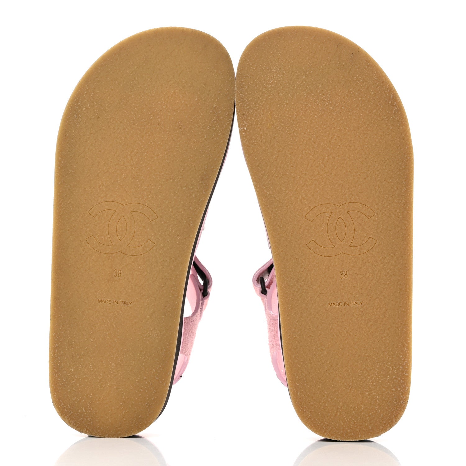 Chanel Suede Calfskin Velcro Flat Sandals 38 Light Pink 5 of 9