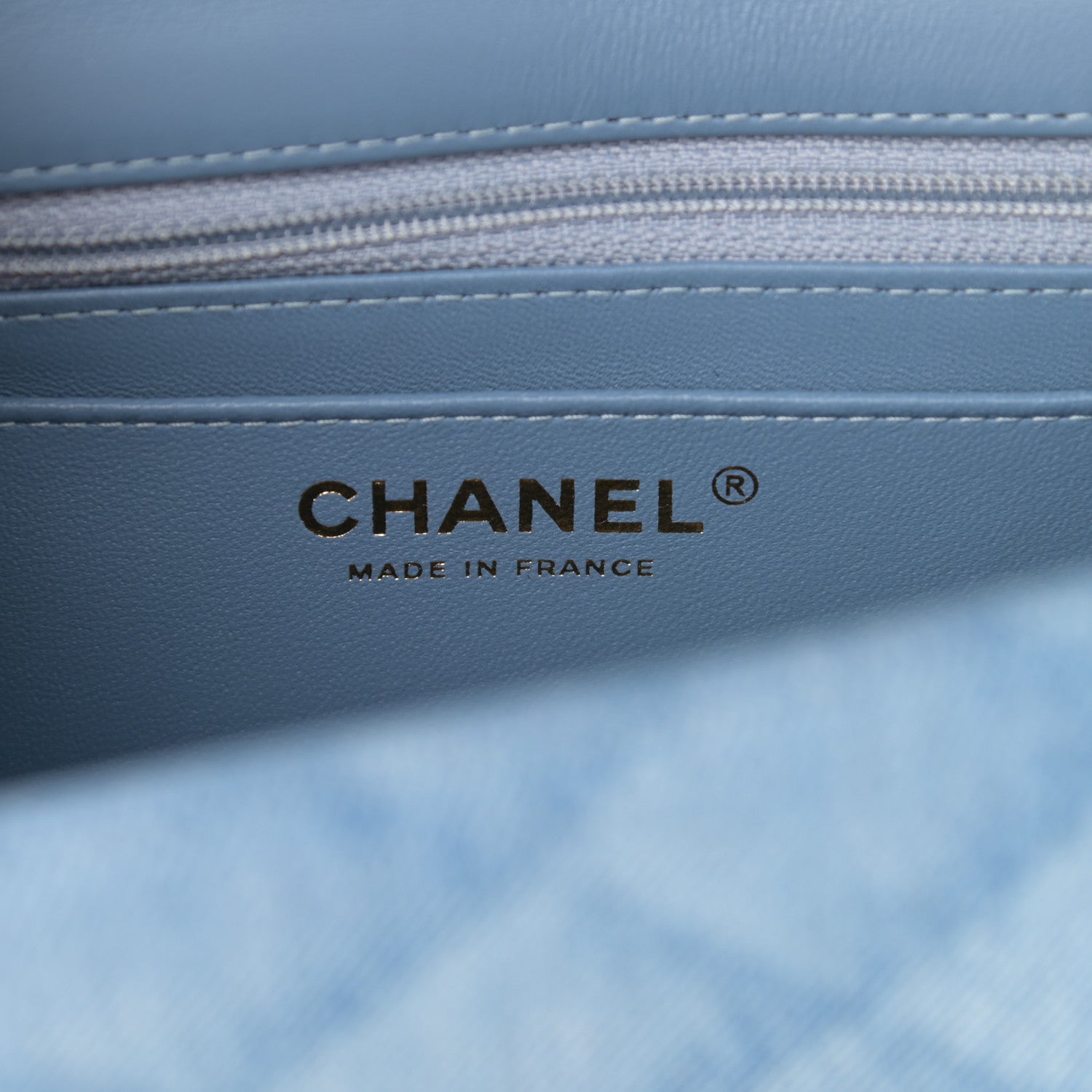 Chanel Printed Denim Quilted Mini Rectangular Flap Light Blue 6 of 9