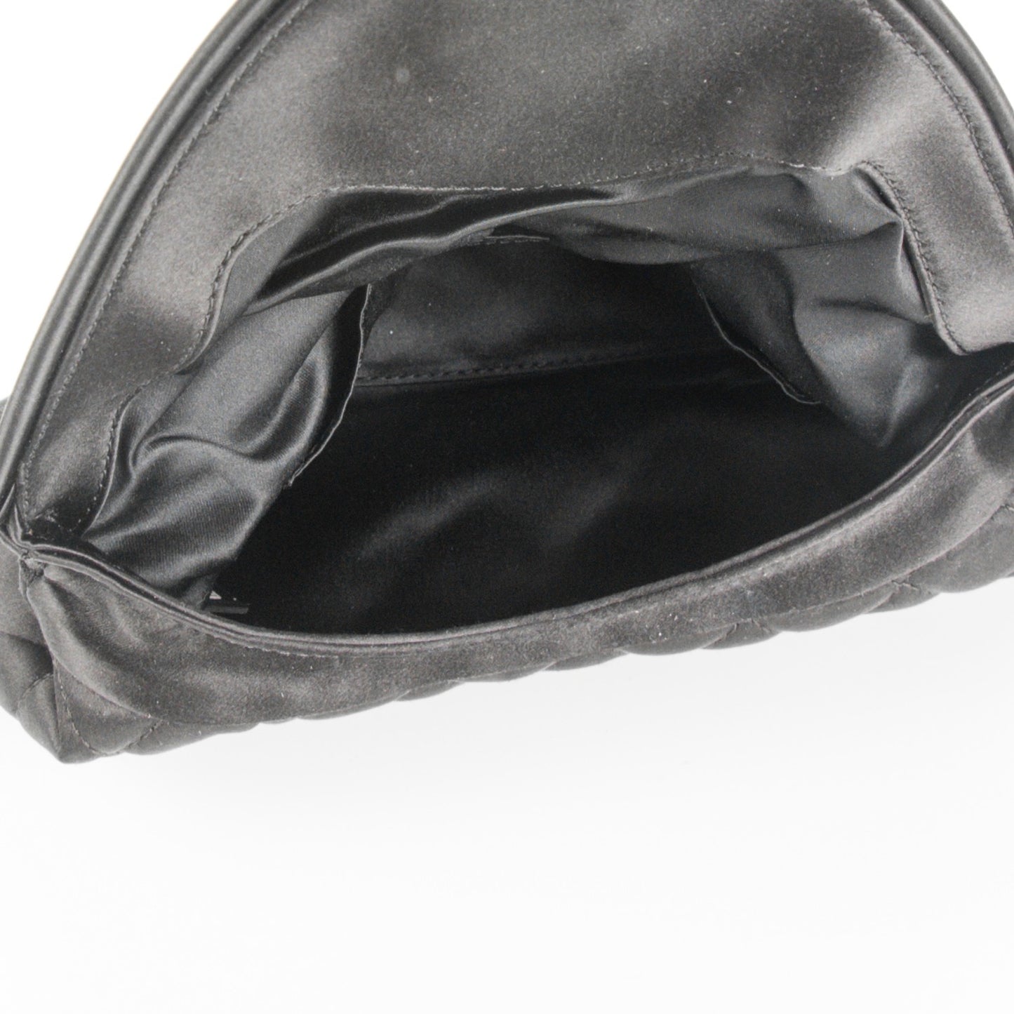 Satin Quilted Flap Clutch Black