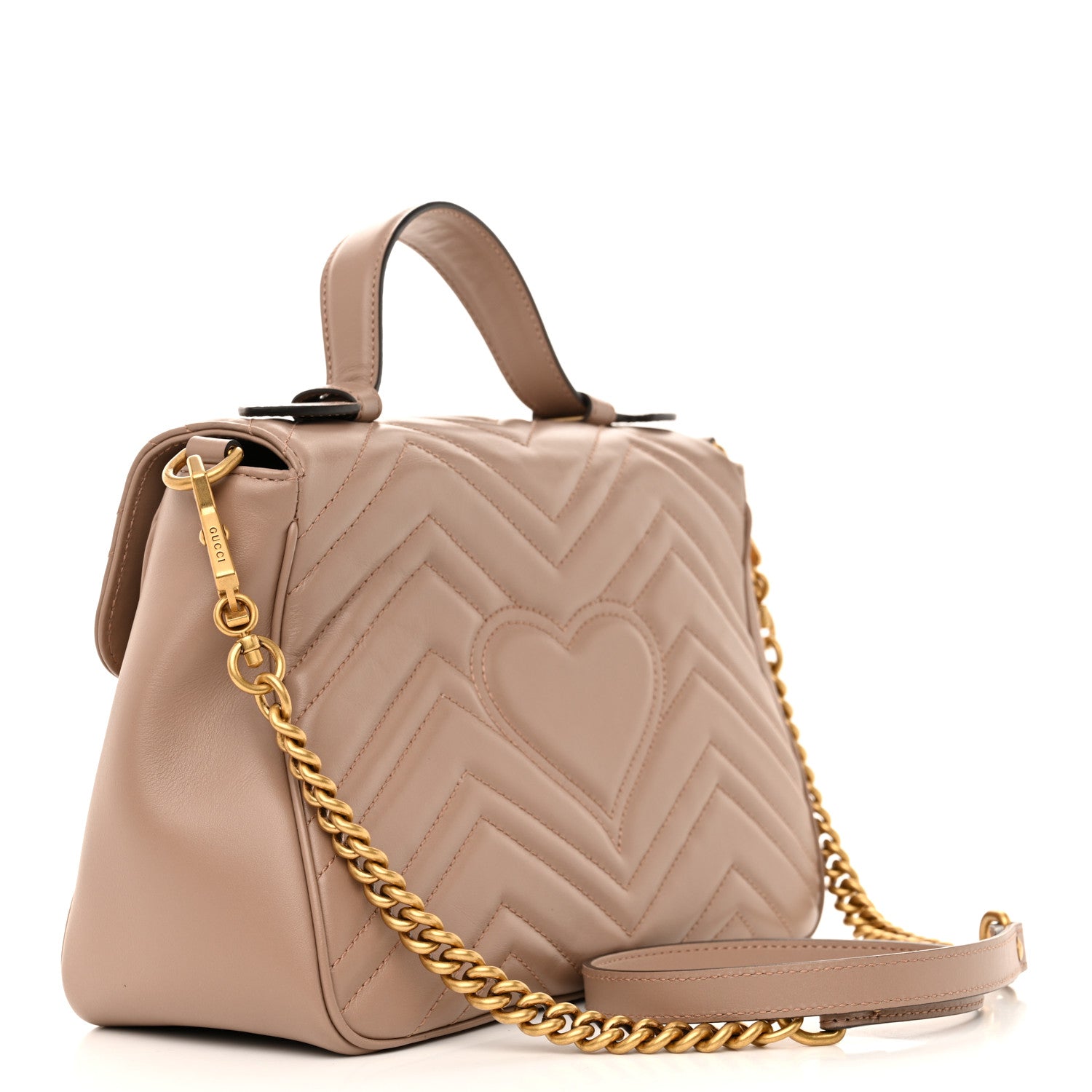 Gucci Calfskin Matelasse Small GG Marmont Top Handle Shoulder Bag Porcelain Rose 3 of 11