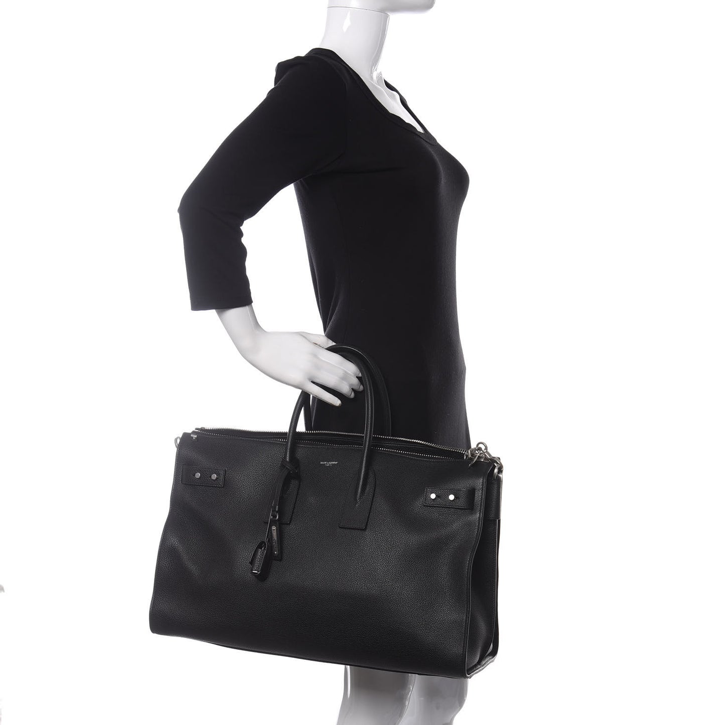 Grained Calfskin Medium Souple Sac De Jour Duffle Black