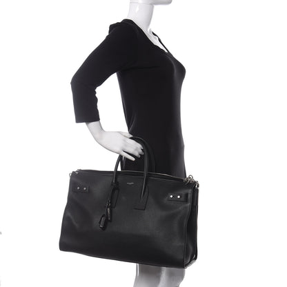 Saint Laurent Grained Calfskin Medium Souple Sac De Jour Duffle Black 2 of 12
