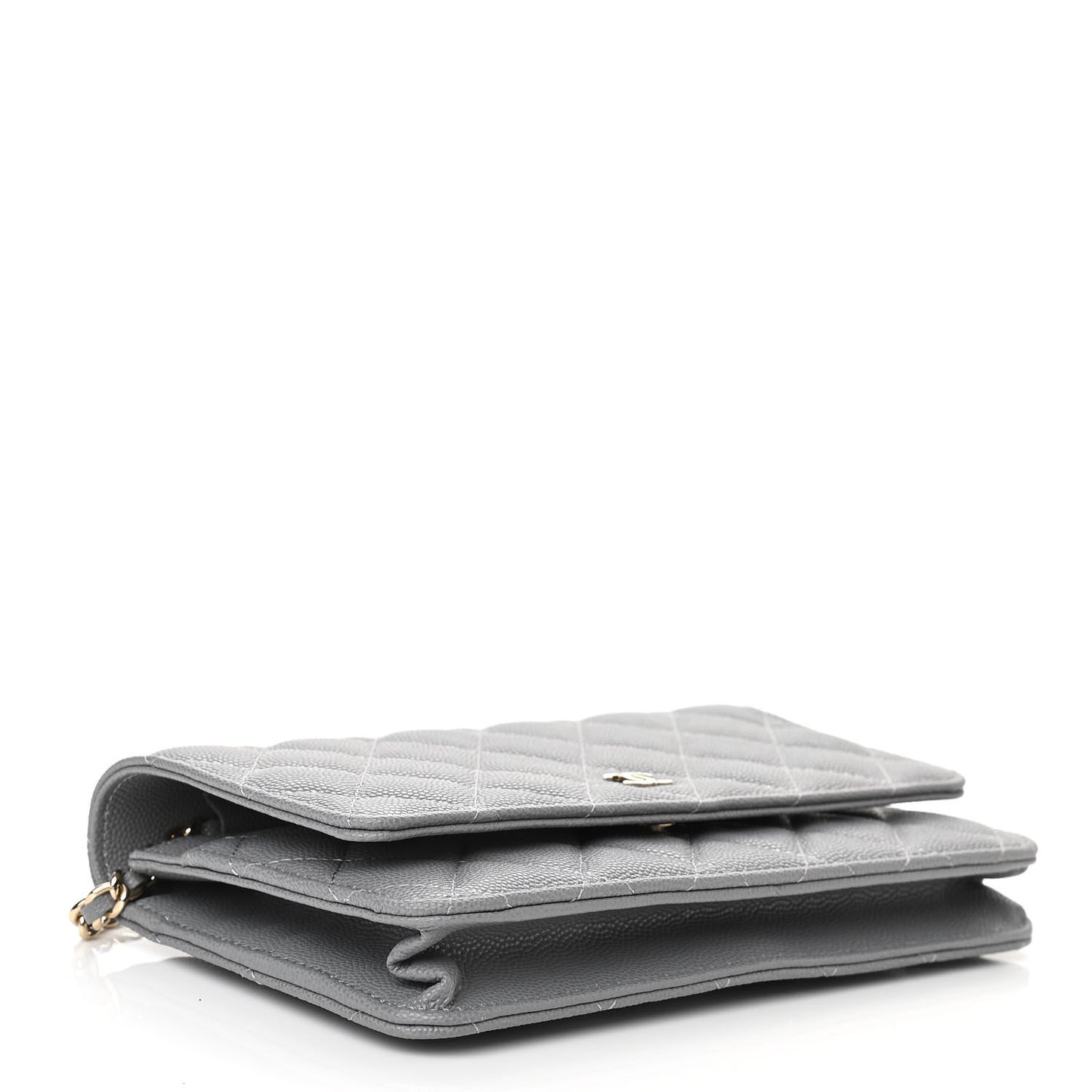Caviar Quilted Wallet On Chain WOC Grey