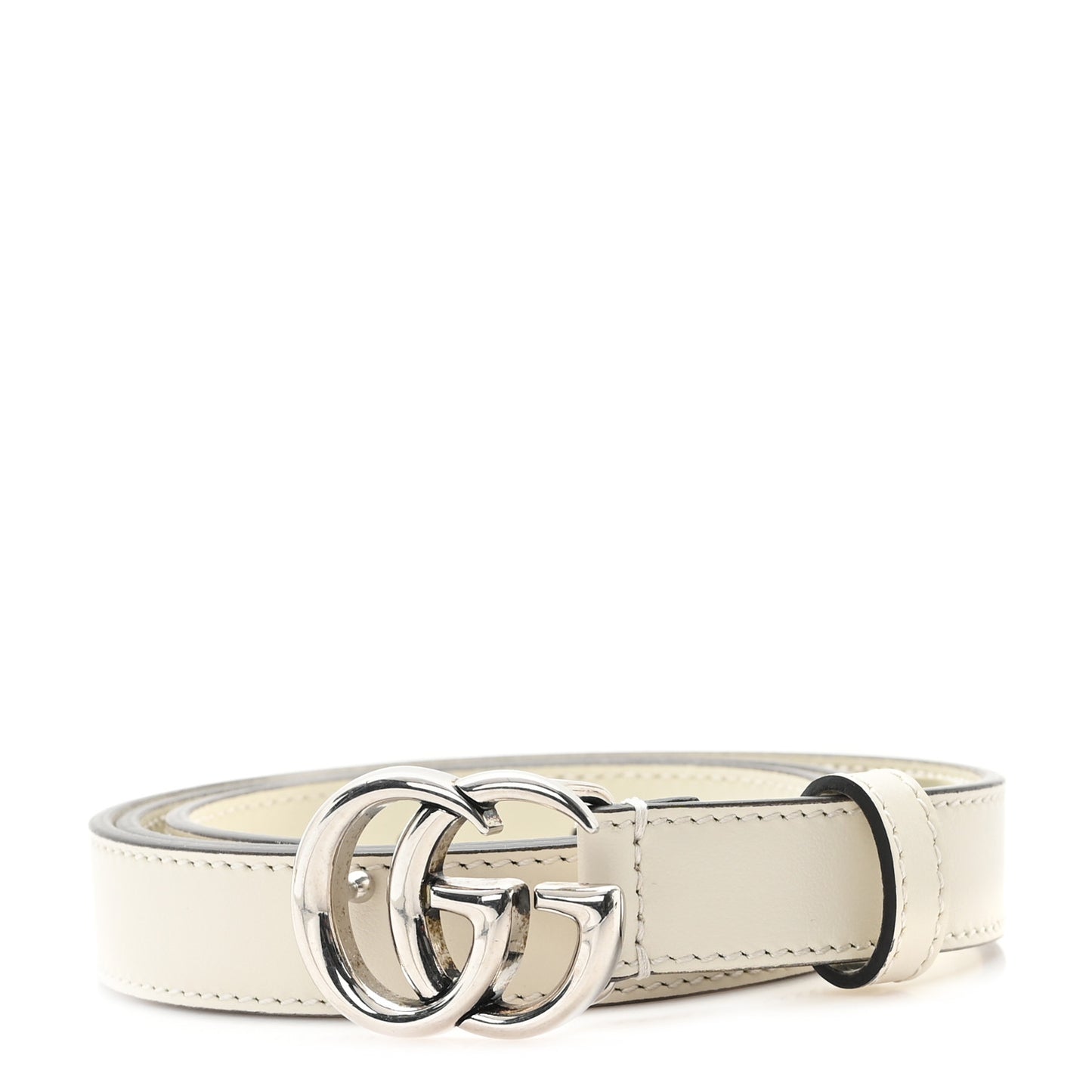 Plutone Calfskin Palladium Double G 75 30 Belt Mystic White