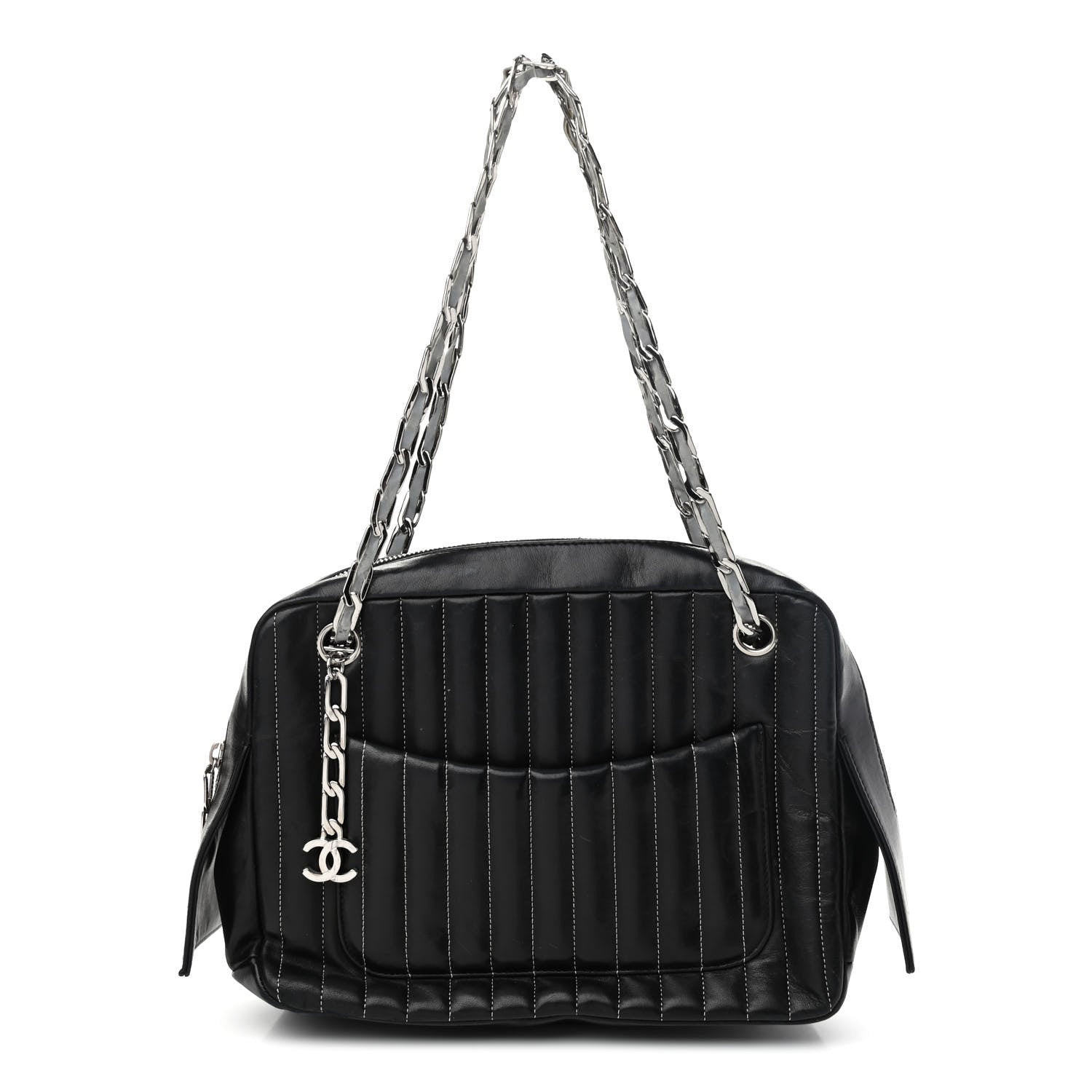 Chanel Lambskin Vertical Quilted Mademoiselle Small Camera Case Black 1 of 13