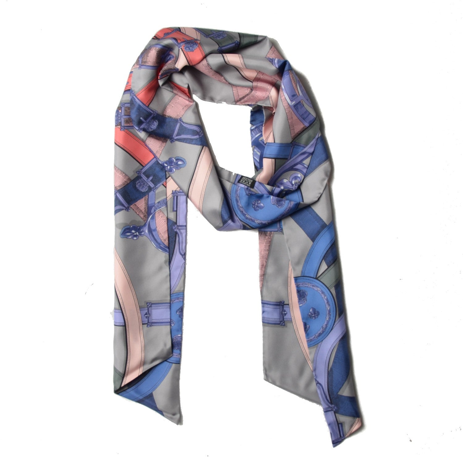 Hermes Silk Cavalcadour Maxi Twilly Gris Perle Mauve Crevette 1 of 7