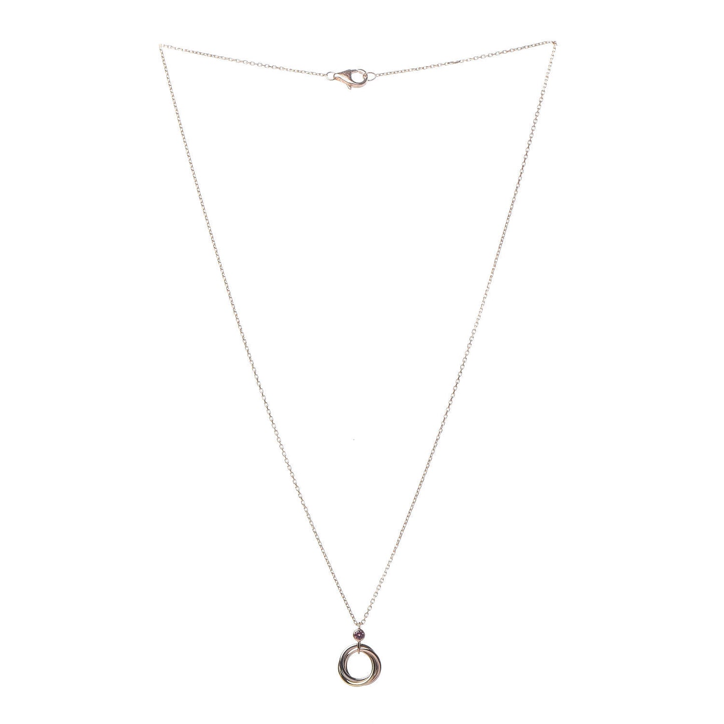 18K Pink Yellow White Gold Pink Spinel Trinity Pendant Necklace