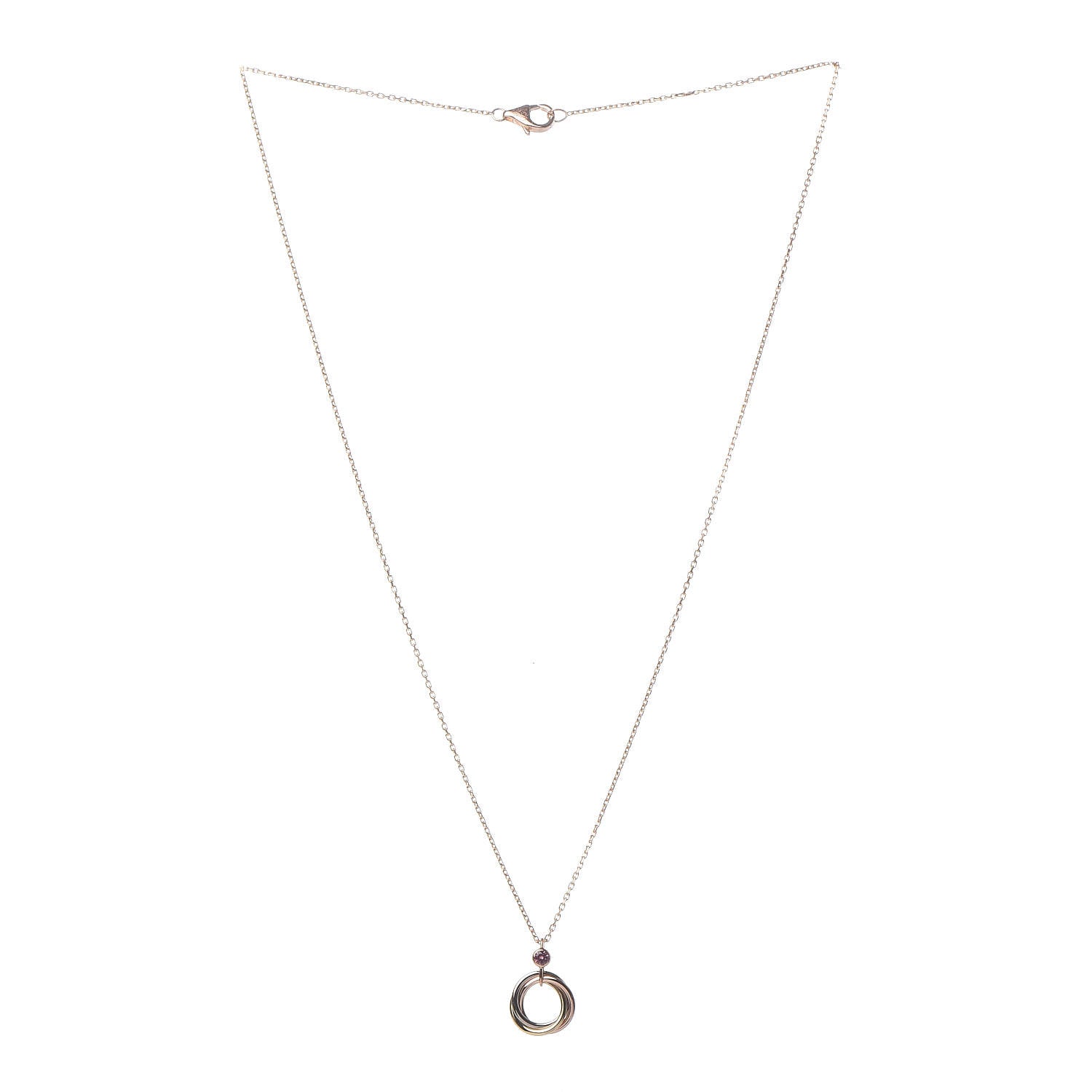 Cartier 18K Pink Yellow White Gold Pink Spinel Trinity Pendant Necklace 3 of 7