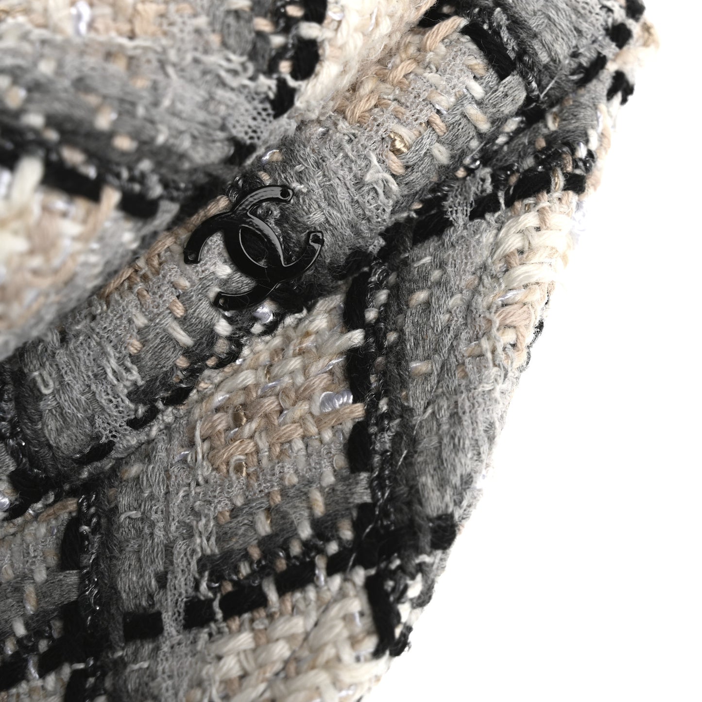 Cotton Tweed CC Beret S White Black Multicolor