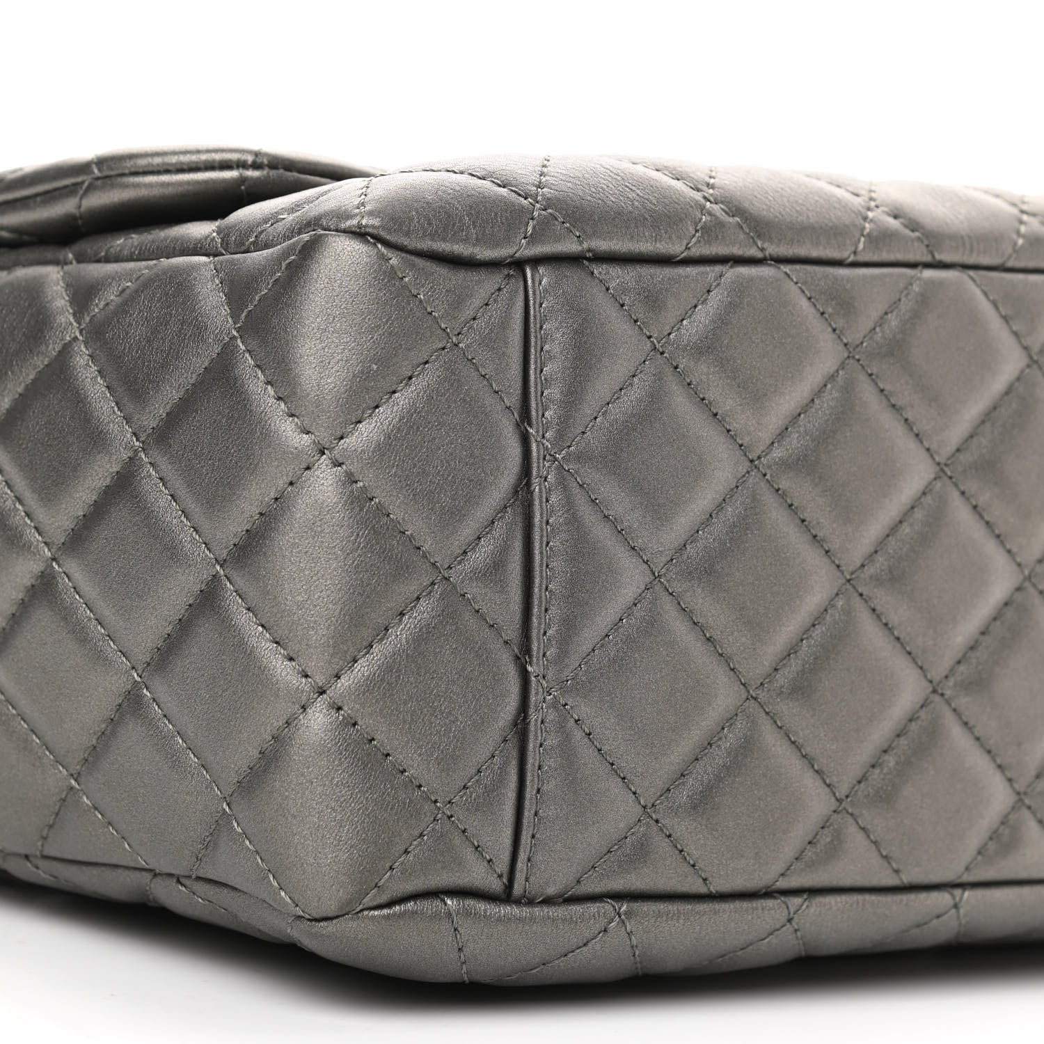 Chanel Metallic Calfskin Quilted Small XXL Travel Flap Bag Dark Silver 9 of 10