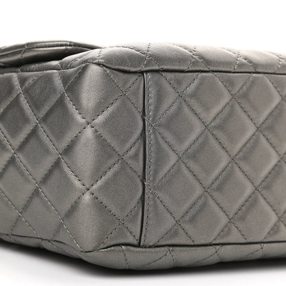 Chanel Metallic Calfskin Quilted Small XXL Travel Flap Bag Dark Silver 9 of 10