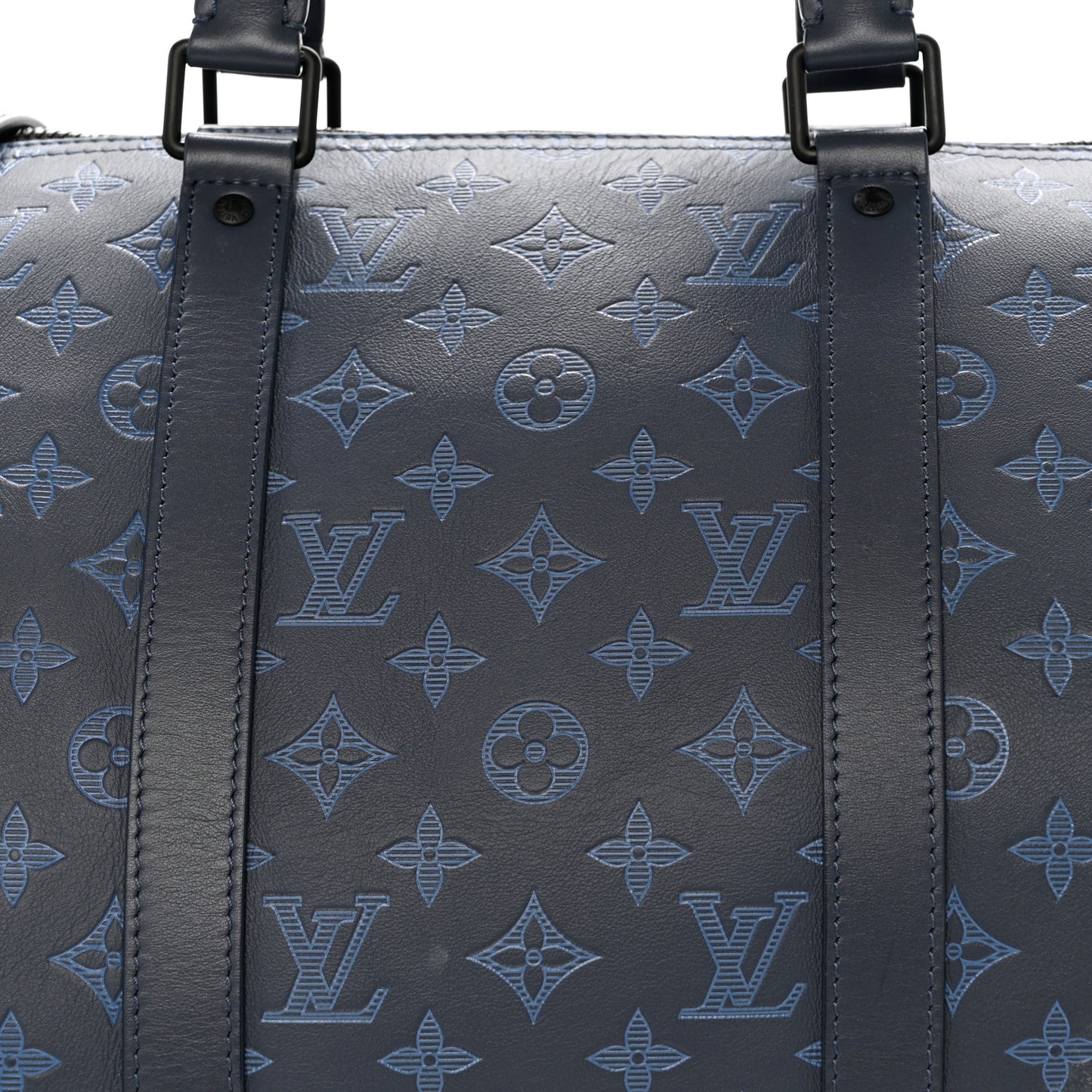 Calfskin Monogram Shadow Keepall Bandouliere 50 Navy