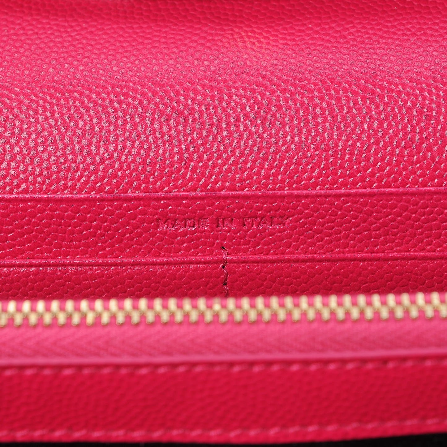 Grain De Poudre Matelasse Chevron Monogram Chain Wallet Lipstick Fuchsia