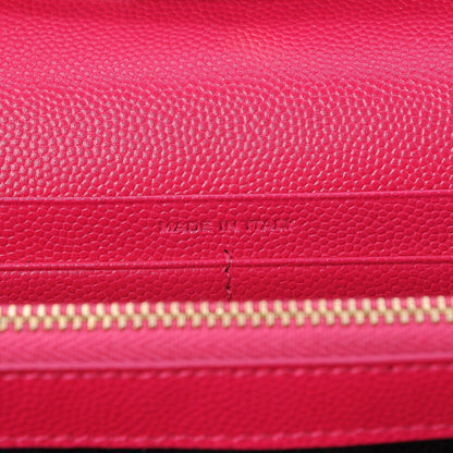 Saint Laurent Grain De Poudre Matelasse Chevron Monogram Chain Wallet Lipstick Fuchsia 7 of 7