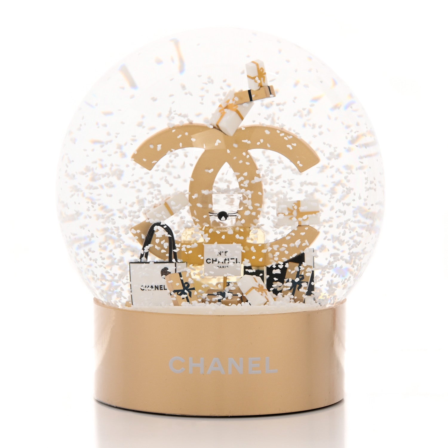 Chanel Glass CC Shopping Bag Snow Globe Gold 7 of 8