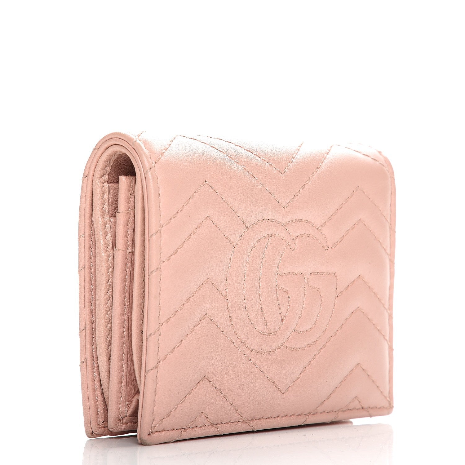 Gucci Calfskin Matelasse GG Marmont Card Case Perfect Pink 3 of 12
