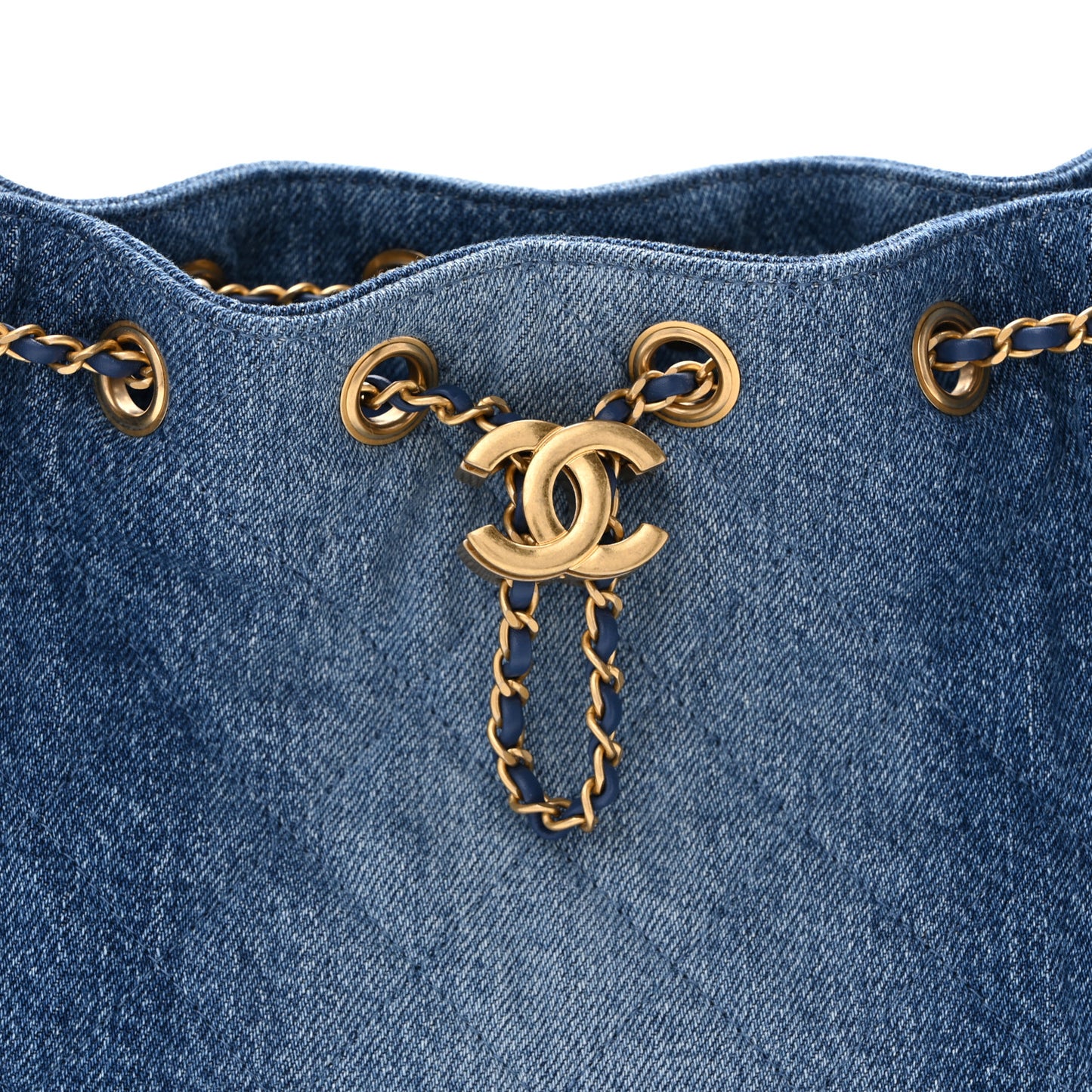 Washed Denim Quilted Mini Chanel 25 Handbag Blue