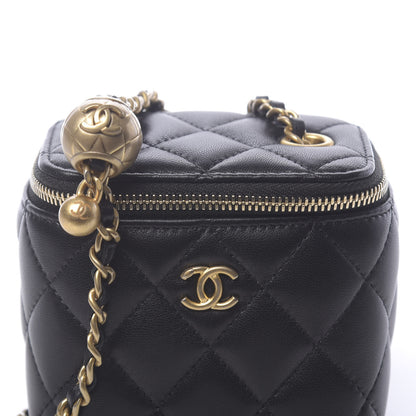 Chanel Lambskin Quilted Mini Pearl Crush Vanity Case With Chain Black 8 of 11