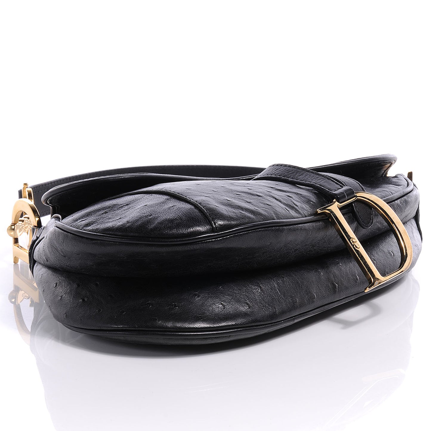 Ostrich Saddle Bag Black