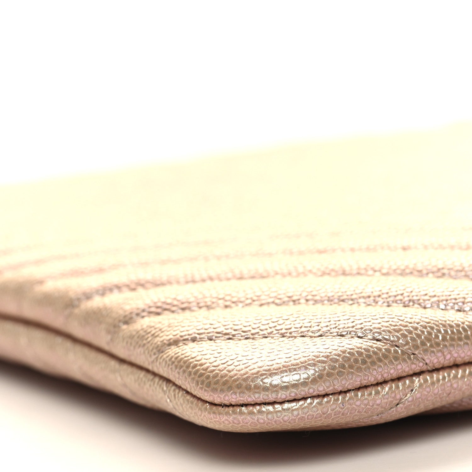 Chanel Iridescent Caviar Chevron Quilted Medium Cosmetic Case Light Gold 9 of 11