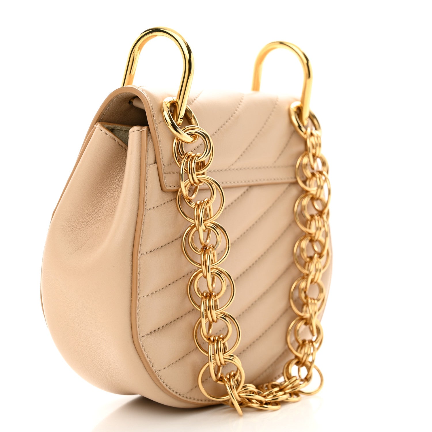 Chloe Calfskin Quilted Mini Drew Bijou Shoulder Bag Pearl Beige 3 of 12