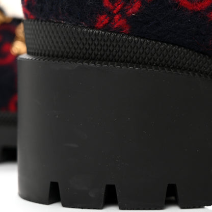 Gucci Covered Wool Big GG Monogram Womens Lace Up Combat Ankle Boots 38.5 Blue Red 10 of 10