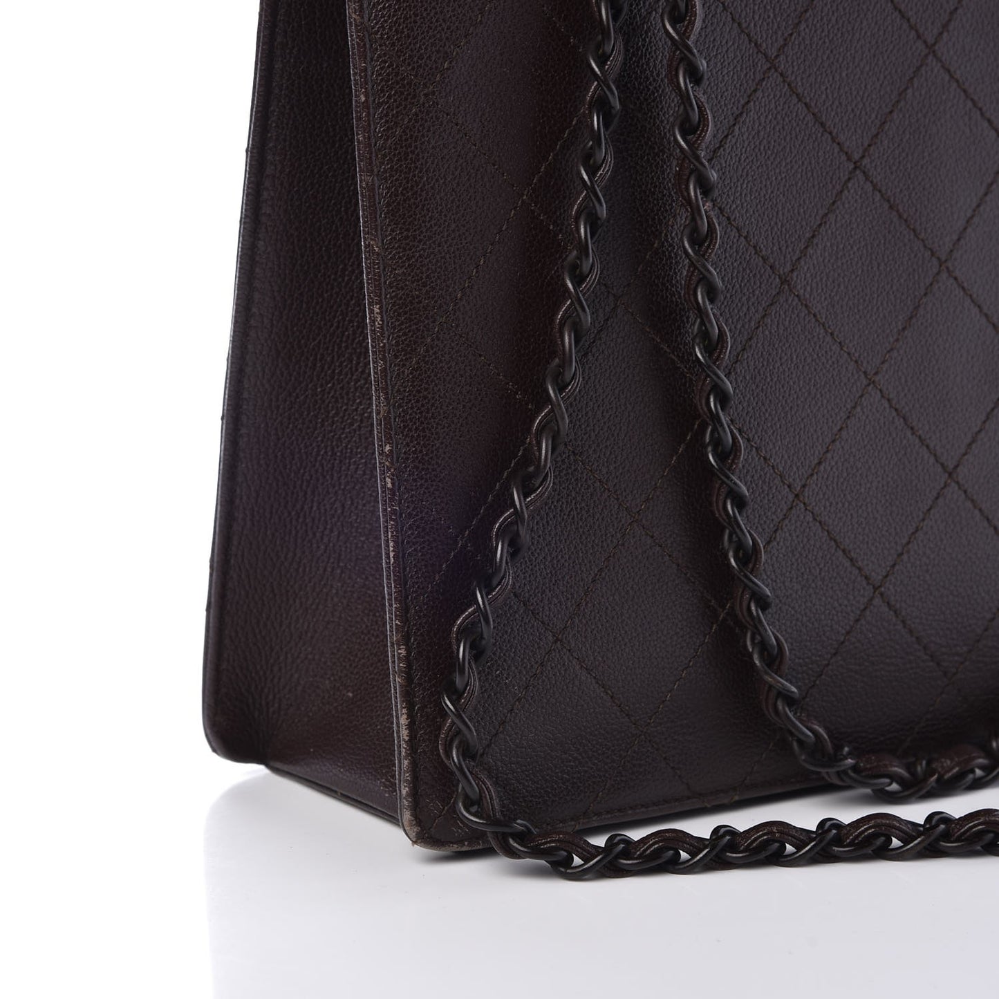 Caviar Quilted Flap Shoulder Bag Brown