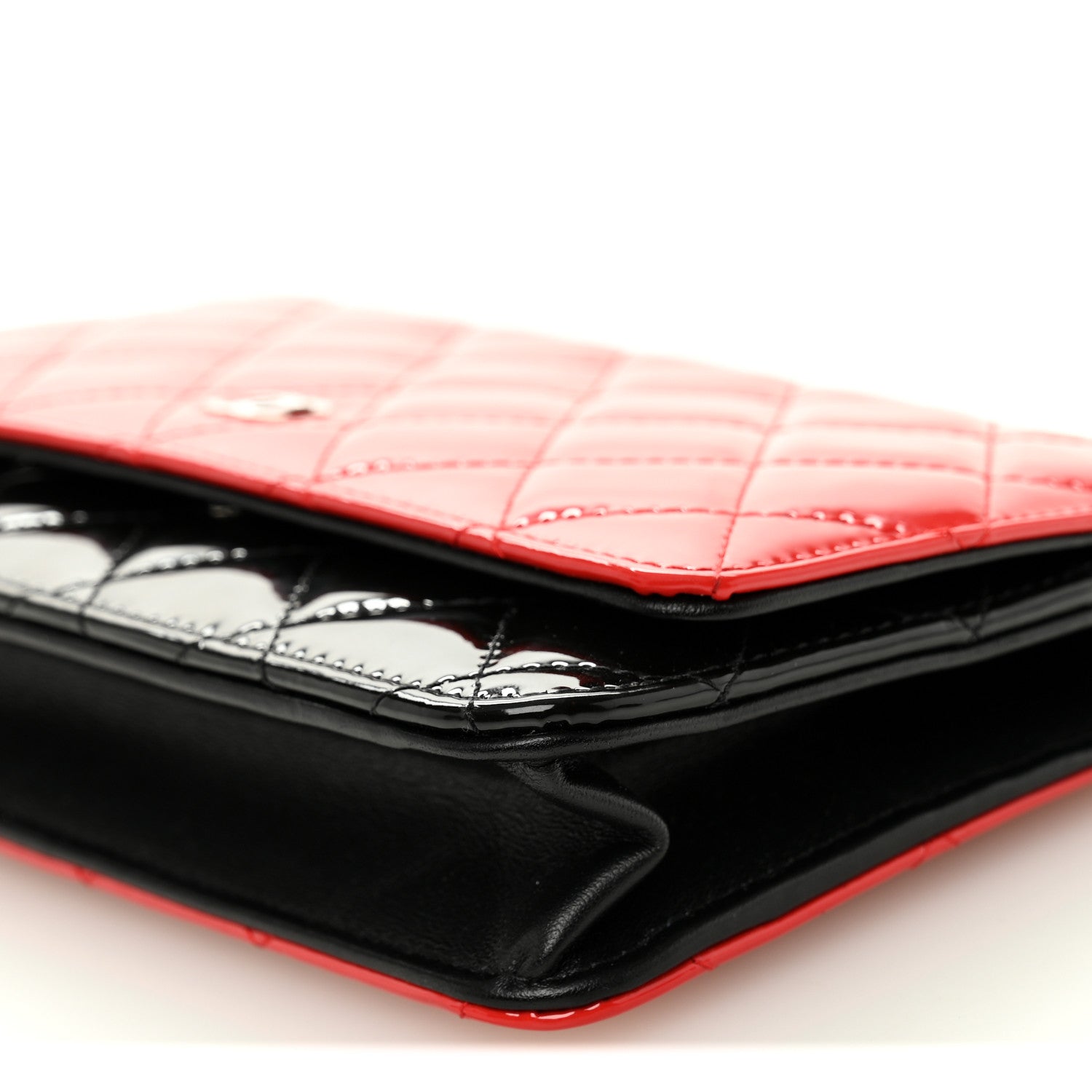 Chanel Patent Quilted Bi-Color Wallet On Chain WOC Red Black Red Black 11 of 11