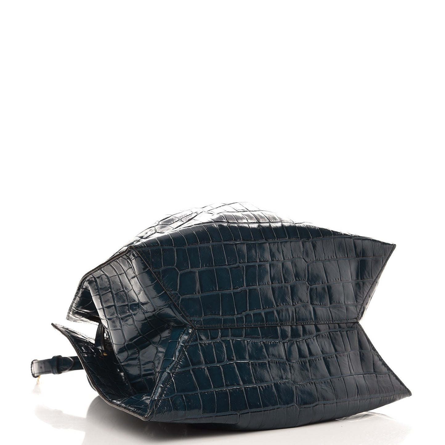 Calfskin Crocodile Embossed Tyndale Bucket Bag Navy
