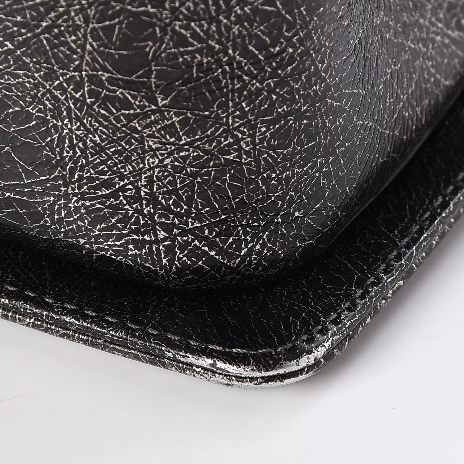 Chanel Cracked Metallic Calfskin Quilted Medium Boy Flap Dark Silver 13 of 14